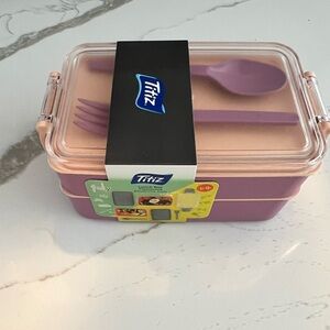Tritiz Pink and Purple Lunch Box with Utensils